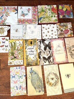 38 Napkins for Crafts/Decoupage - Birds, Bees, & Butterfly Theme-19 Napkins (x2)